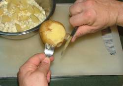peeling potatoes